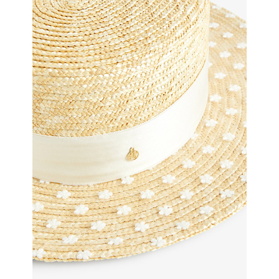 Shop Maison Michel Womens White Kiki Brand-plaque Straw Hat