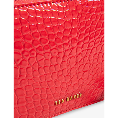 Shop Ted Baker Women's Coral Valtina Mock-croc Logo-badge Faux-leather Camera Bag