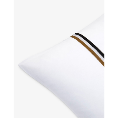 Shop Hugo Boss Boss Multicoloured Blinea Stripe-print Cotton Pillowcase 65cm X 65cm