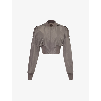 Shop Rick Owens Cropped Stand-collar Woven Jacket In Dust