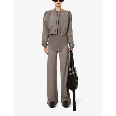 Shop Rick Owens Cropped Stand-collar Woven Jacket In Dust