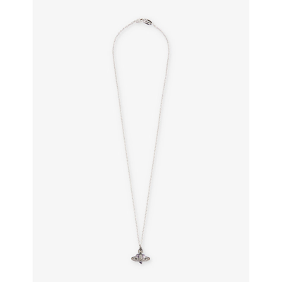Shop Vivienne Westwood Men's Ruthen/platinum/blck Dia Heart Crystal-embellished Brass Necklace