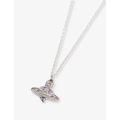 Shop Vivienne Westwood Men's Ruthen/platinum/blck Dia Heart Crystal-embellished Brass Necklace