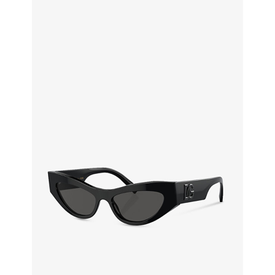 Shop Dolce & Gabbana Women's Black Dg4450 Cat Eye-frame Acetate Sunglasses