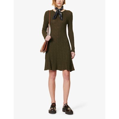 Shop Polo Ralph Lauren Women's Canopy Olv Day Round-neck Knitted Mini Dress