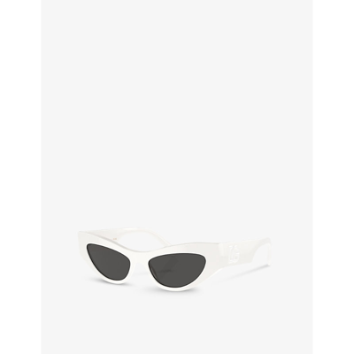 Shop Dolce & Gabbana Women's White Dg4450 Cat Eye-frame Acetate Sunglasses