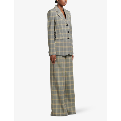 Shop Marni Women's Lemmon Checked Relaxed-fit Wide-leg High-rise Wool-blend Trousers