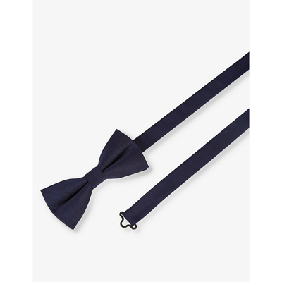 Shop The Kooples Ribbed Silk Bow Tie In Navy