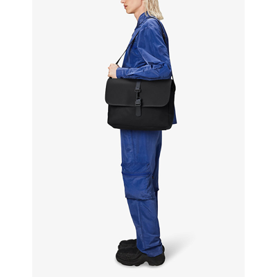 Shop Rains Women's 01 Black Pu-coated Shell Messenger Bag