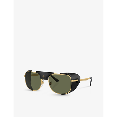 Persol Womens Gold Po1013sz Rectangle-frame Metal Sunglasses In Gold