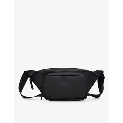 Rains 01 Black Pocket-embellished Coated-shell Bum Bag In 01 Black