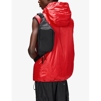 Rains 01 Black Pocket-embellished Coated-shell Bum Bag In 01 Black