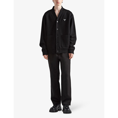 PRADA＊Cotton fleece cardigan コットン カーディガン＊送料込 Cotton-blend fleece cardigan in black - Prada | Mytheresa