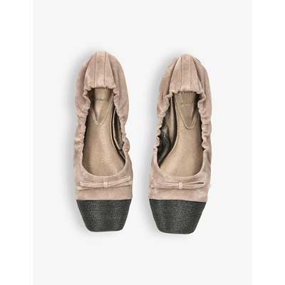 Shop Brunello Cucinelli Toecap Leather Ballerina Courts In Brown/oth