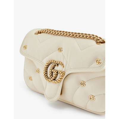 Shop Gucci Marmont Quilted-leather Cross-body Bag In Antique White