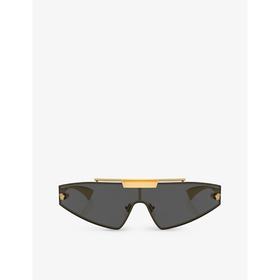 Shop Versace Women's Gold Ve2265 Irregular-frame Metal Sunglasses