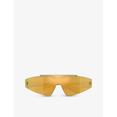 Shop Versace Women's Gold Ve2265 Irregular-frame Metal Sunglasses