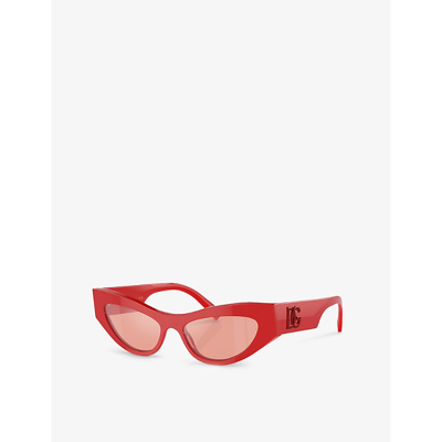 Shop Dolce & Gabbana Women's Red Dg4450 Cat Eye-frame Acetate Sunglasses