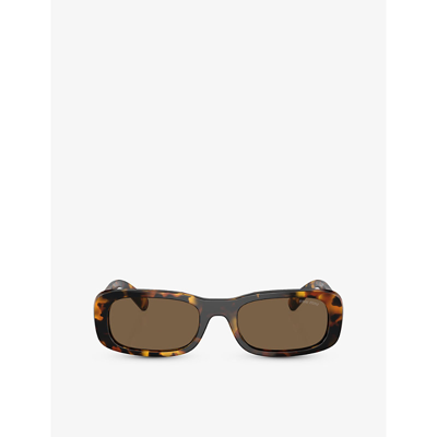 Miu Miu Womens Brown Mu 08zs Rectangle-frame Acetate Sunglasses In Brown