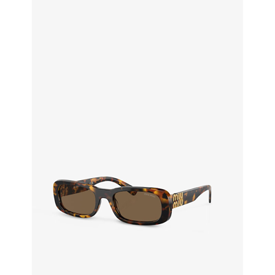 Miu Miu Womens Brown Mu 08zs Rectangle-frame Acetate Sunglasses In Brown