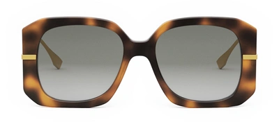 Shop Fendi Fe 40065 I 55b Butterfly Sunglasses In Grey