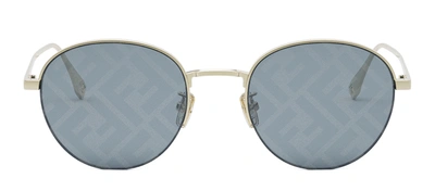 Shop Fendi Fe 40116 U 32x Round Sunglasses In Blue