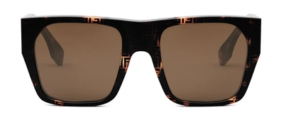 Shop Fendi Fe 40124 I 55e Flattop Sunglasses In Brown