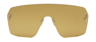 Shop Fendi Fe 4121 Us 30l Shield Sunglasses In Brown