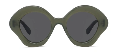 Shop Loewe Lw 40125 U 96a Round Sunglasses In Grey
