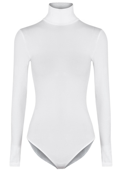 Shop Wolford Colorado Cotton-blend Bodysuit In White