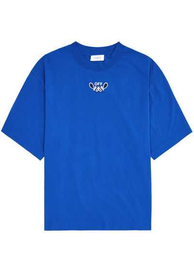 Shop Off-white Arrows Logo Cotton T-shirt In Blue