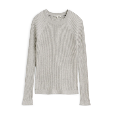 Shop Alex Mill Ribbed Crewneck Sweater In Heather Grey