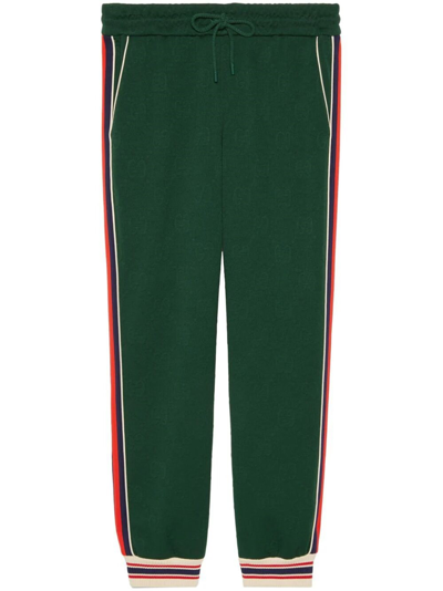 Shop Gucci `gg Jacquard` Track Pants In Green