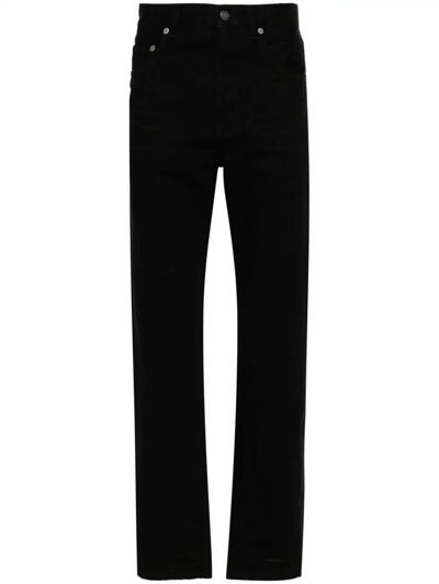 Shop Saint Laurent Straight Baggy Jeans In Black  