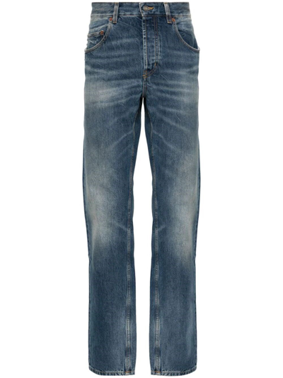 Shop Saint Laurent Straight Baggy Jeans In Blue