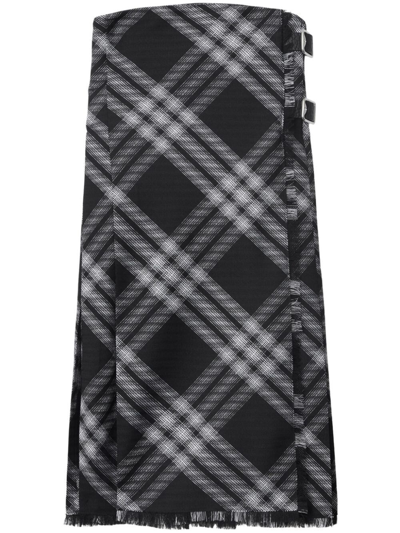 Burberry Midi Dress With Check Pattern In Black  