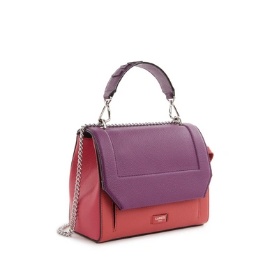 Shop Lancel Ninon Leather Flap Bag In Purple