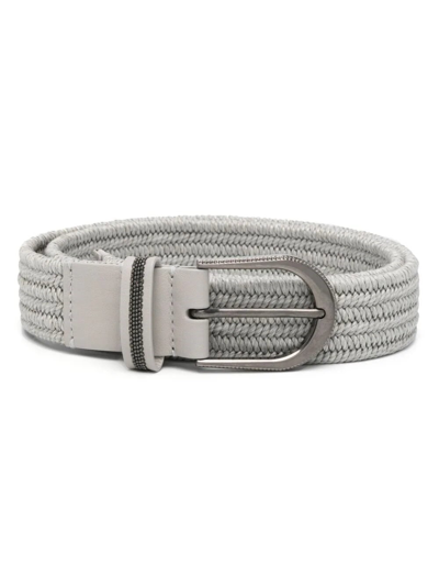 Shop Brunello Cucinelli Woven Belt In Gray