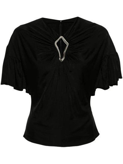 Shop Lanvin Ruffle Sleeve Top In Black  