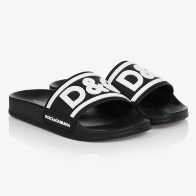 Shop Dolce & Gabbana Teen Black Sliders