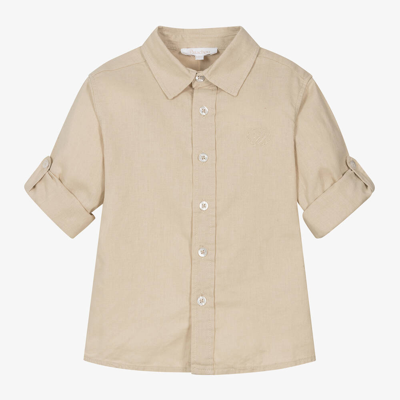 Shop Patachou Boys Beige Linen & Cotton Shirt