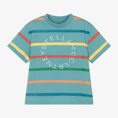 Shop Stella Mccartney Kids Boys Blue Striped Cotton T-shirt
