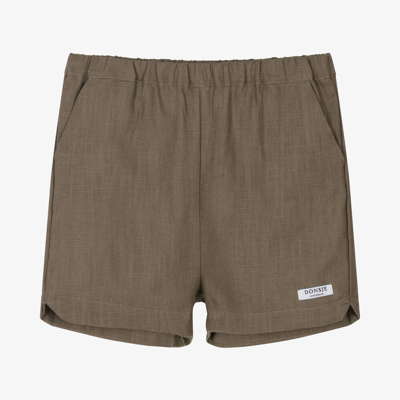 Shop Donsje Boys Brown Linen Shorts
