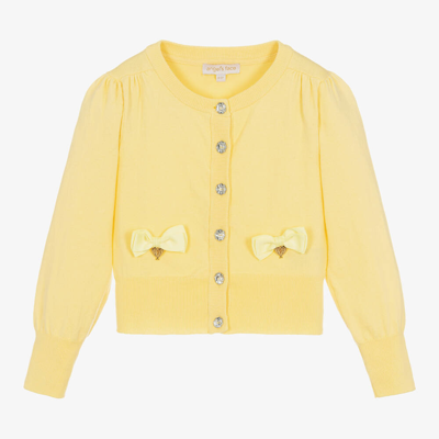 Shop Angel's Face Girls Yellow Cotton Bow Cardigan