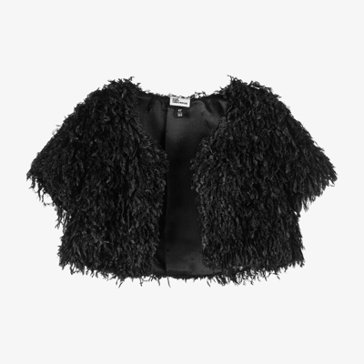 Shop The Tiny Universe Girls Black Fluffy Faux Feather Cardigan