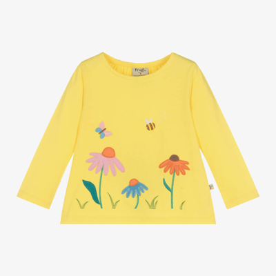 Shop Frugi Girls Yellow Organic Cotton Flower Top