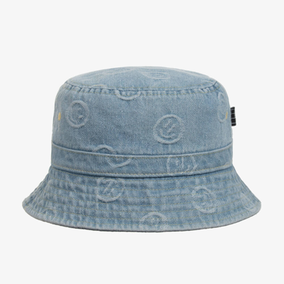 Shop Molo Blue Denim Smiling Face Bucket Hat