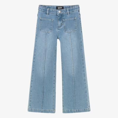 Shop Molo Teen Girls Blue Wide Leg Denim Jeans