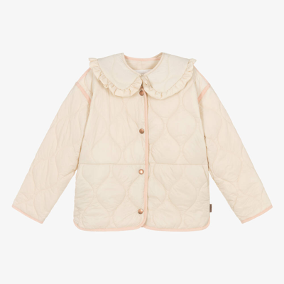 Shop Molo Teen Girls Beige Frill Collar Jacket