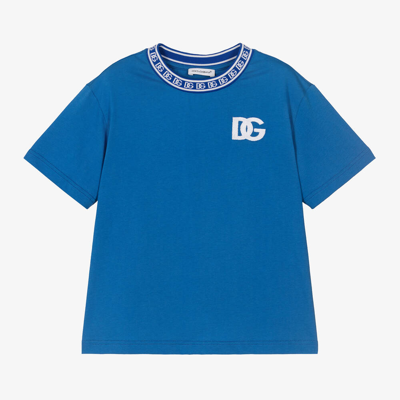 Shop Dolce & Gabbana Boys Blue Dg Cotton T-shirt
